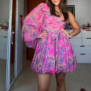 For Love & Lemons One Shoulder Mini Dress